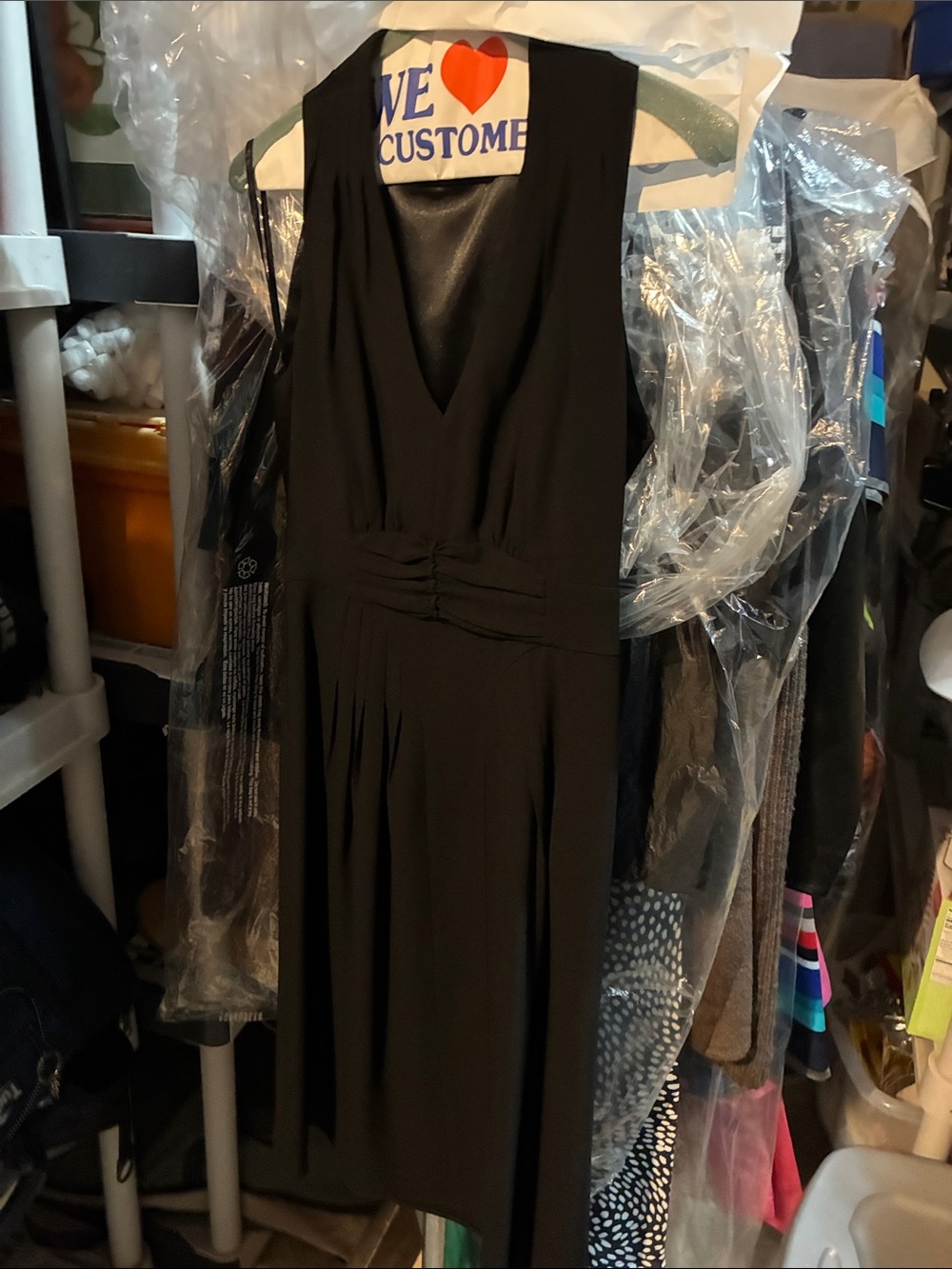 Elie Tahari Black V-Neck Sleeveless Dress